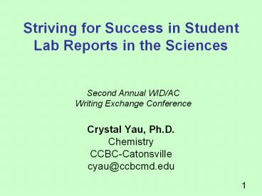 Striving for Success in Student Lab Reports in the Sciences