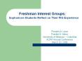 Freshman Interest Groups:    Sophomore Students Reflect on Their FIG Experience PowerPoint PPT Presentation