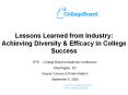 Lessons Learned from Industry: Achieving Diversity & Efficacy in College Success PowerPoint PPT Presentation