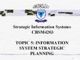 Strategic Information Systems CBSM4203  TOPIC 5: INFORMATION SYSTEM STRATEGIC PLANNING PowerPoint PPT Presentation