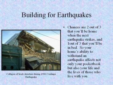 Building for Earthquakes