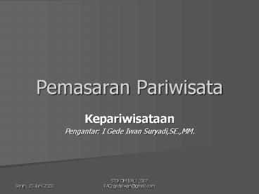 Pemasaran Pariwisata