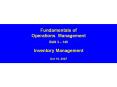 Fundamentals of Operations Management BUS 3 – 140 Inventory Management Oct 16, 2007 PowerPoint PPT Presentation