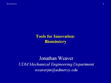 Tools for Innovation: Biomimicry