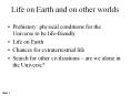 Life on Earth and on other worlds PowerPoint PPT Presentation