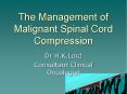 The Management of Malignant Spinal Cord Compression PowerPoint PPT Presentation