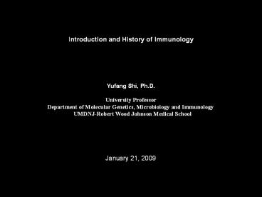 Introduction and History of Immunology