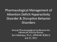 Pharmacological Management of Attention Deficit Hyperactivity Disorder & Disruptive Behavior Disorders PowerPoint PPT Presentation
