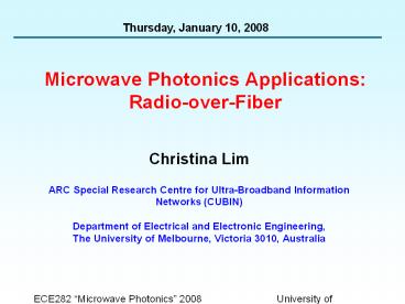 Microwave Photonics Applications: Radio-over-Fiber