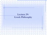 Lecture 20: Greek Philosophy