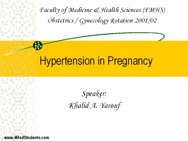 Hypertension in Pregnancy
