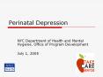 Perinatal Depression NYC Department of Health and Mental PowerPoint PPT Presentation