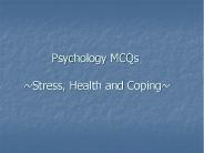 Psychology MCQs  ~Stress, Health and Coping~