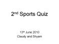 2nd Sports Quiz PowerPoint PPT Presentation