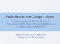 Public Relations in College Athletics PowerPoint PPT Presentation