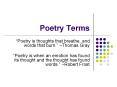Poetry Terms PowerPoint PPT Presentation