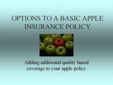 OPTIONS TO A BASIC APPLE INSURANCE POLICY