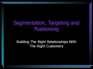 Segmentation, Targeting and Positioning