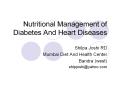 Nutritional Management of Diabetes And Heart Diseases PowerPoint PPT Presentation