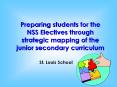 Preparing students for the NSS Electives through strategic mapping of the junior secondary curriculum PowerPoint PPT Presentation