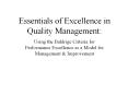 Essentials of Excellence in Quality Management: PowerPoint PPT Presentation