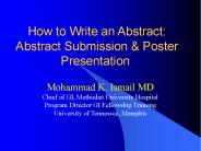 How to Write an Abstract: Abstract Submission