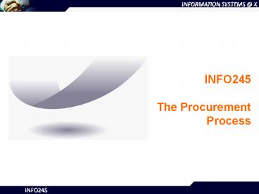 INFO245 The Procurement Process Outline SSB Intro A Basic