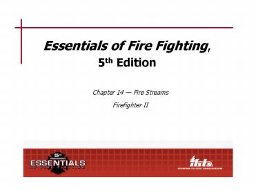 Essentials of Fire Fighting,