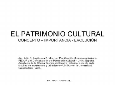 EL PATRIMONIO CULTURAL CONCEPTO 
