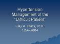 Hypertension Management of the Difficult Patient PowerPoint PPT Presentation