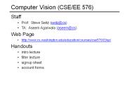 Computer Vision (CSE/EE 576)