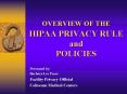 OVERVIEW OF THE HIPAA PRIVACY RULE and POLICIES PowerPoint PPT Presentation