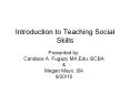 Introduction to Teaching Social Skills PowerPoint PPT Presentation