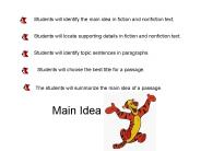 Students will identify the main idea in fiction and