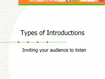 Types of Introductions