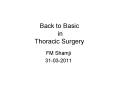 Back to Basic in Thoracic Surgery PowerPoint PPT Presentation