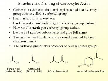 Structure and Naming of Carboxylic Acids