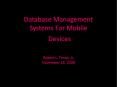 Database Management Systems For Mobile Devices PowerPoint PPT Presentation