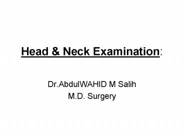 Head & Neck Examination