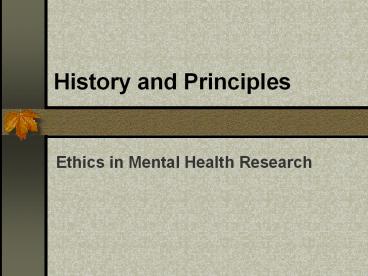 Ethics in Mental Health Research 