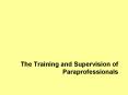 The Training and Supervision of Paraprofessionals PowerPoint PPT Presentation