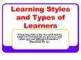 Learning Styles and Types of Learners PowerPoint PPT Presentation
