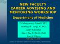 NEW FACULTY CAREER ADVISING AND MENTORING WORKSHOP  Department of Medicine PowerPoint PPT Presentation