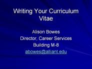 Writing Your Curriculum Vitae