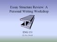 Essay Structure Review: A Personal Writing Workshop PowerPoint PPT Presentation