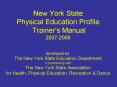New York State Physical Education Profile Trainer’s Manual 2007-2008  developed by: The New York State Education Department in partnership with The New York State Association for Health, Physical Education, Recreation & Dance PowerPoint PPT Presentation