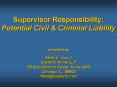 Supervisor Responsibility: Potential Civil & Criminal Liability  presented by Mark A. Lies II Seyfarth Shaw LLP 55 East Monroe Street, Suite 4200 Chicago, IL 60603 mlies@seyfarth.com PowerPoint PPT Presentation
