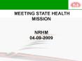 MEETING STATE HEALTH MISSION PowerPoint PPT Presentation