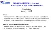 ESE406/505-MEAM513: Lecture 1 Introduction to Feedback and Control