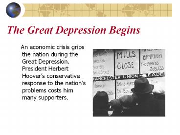 The Great Depression Begins
